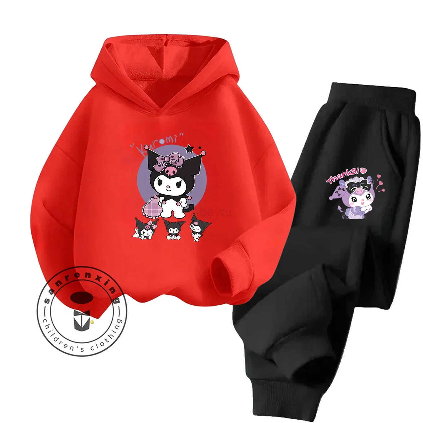 Sanrio Kuromi 2025 Fashion Hot Sale Cartoon Printed Hoodie Set 2D For Kids Teens Boys Girls Casual With Matching Dress Autumn Winter H2512161
