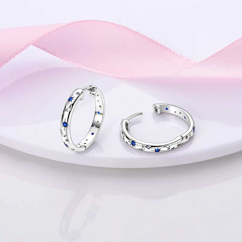 925 Silver Hoop Earrings for Woman Pendientes Zircon Heart Shape Star Eardrop Earring Fashion Jewelry G251216