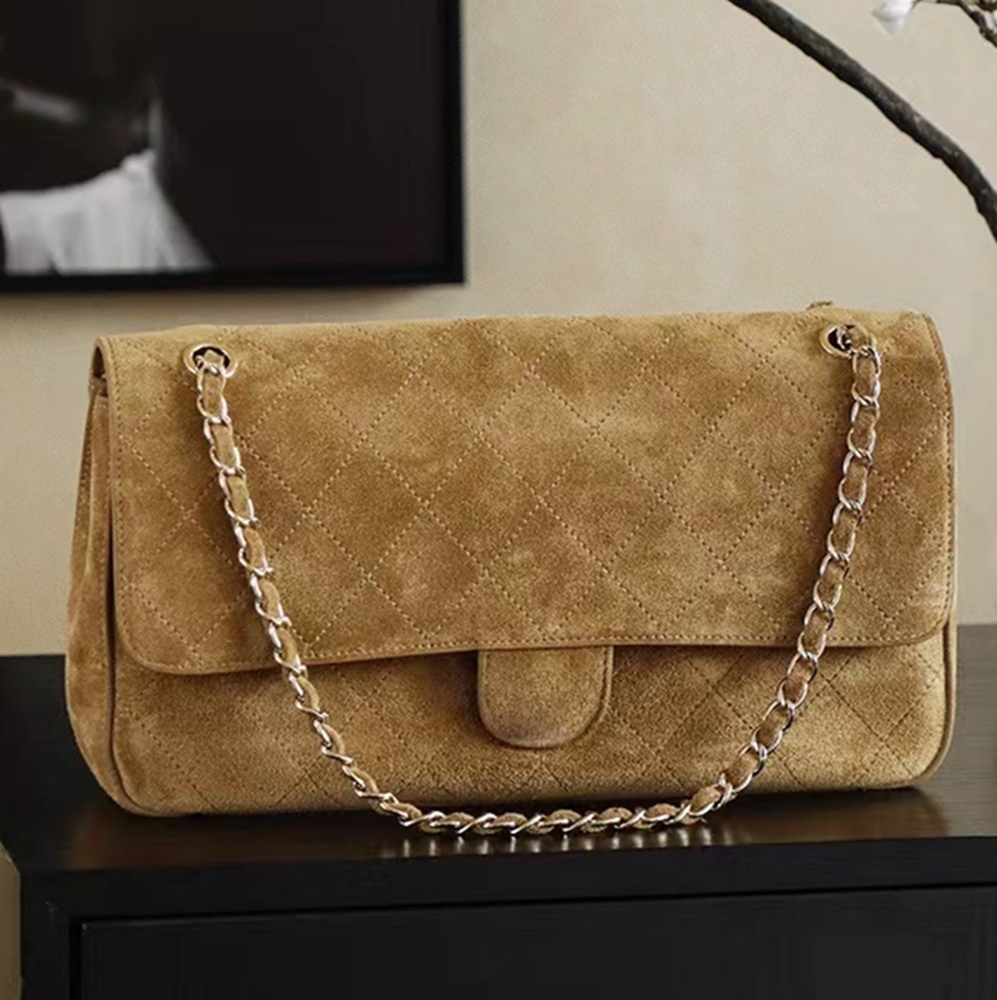 New 10A Large Capacity Suede Shoulder Bag Luxury Designer Soft Genuine Leather Handbag Gold Hardware Crossbody Bag Zip Closure Tote Bag Detachable Strap Clutch Bag