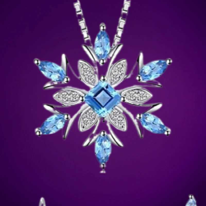 Exquisite Fashionable Income Blue Snowflake Jewelry Lady Necklace Santa Snowflake Lucky Guardian Pendant Halloween Auspicious M251216