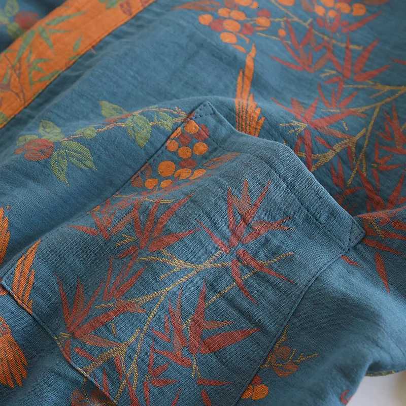 Spring Jacquard High Quty Color Woven Cotton Double Layer Gauze Sleeping Robes for Women Medium Length Yukata Bathrobe C251216