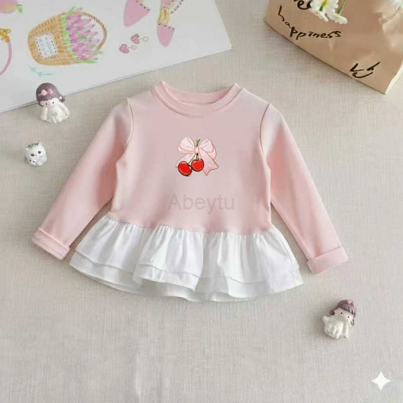 Sanrio Baby Girls Cotton Clothes Striped Patchwork Top Kid Hello Kitty Printed Pullover Children Autumn Fashion Long Sleeve T-shrits H251216