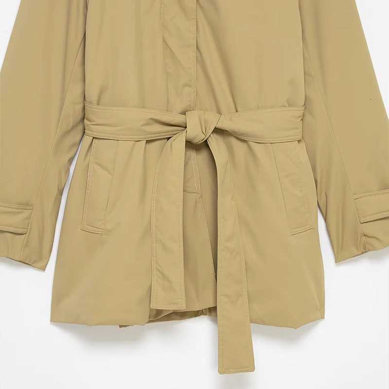 Willshela Women Fashion With Belt Khaki Hidden Breasted Trench Jacket Vintage Lapel Neck Long Sleeves Female Chic Lady OutfitsT251216