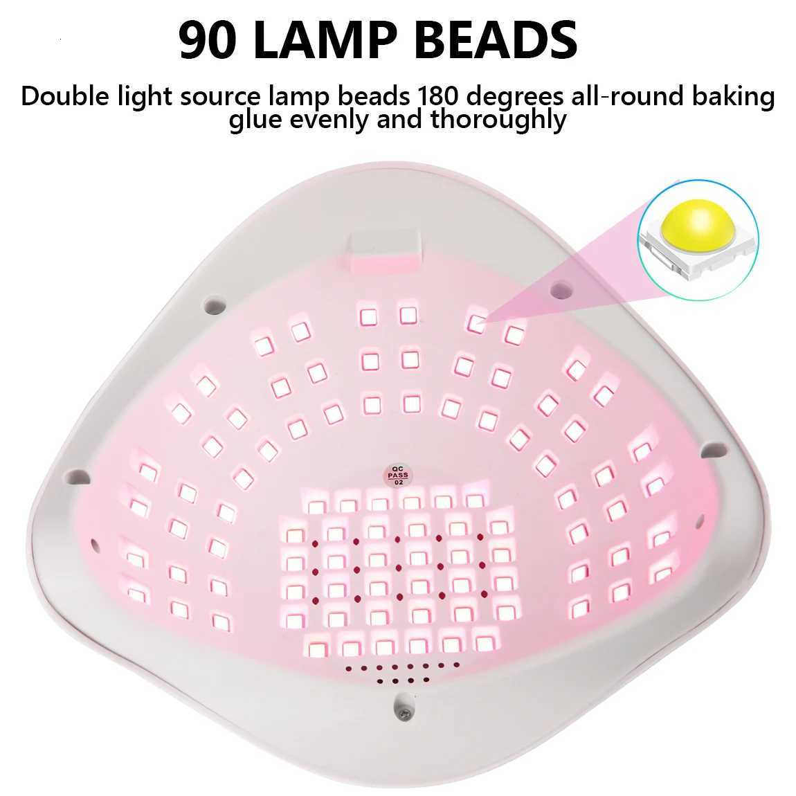 New 90 Bead UV/LED Professional Nail Dryer 4 Intelligent Timed Mode Nail Lamps Fast Drying Nail EquipmentT251216
