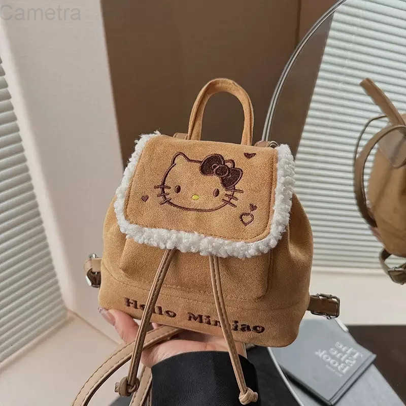 Sanrio Hello Kitty Retro Plush Backpack for Women Niche Design Cute Cartoon Versatile Casual Handbag H251216