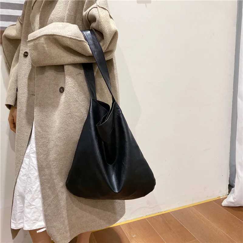 Vintage Female Winter PU Leather Shoulder Bags Fashion Large Capatiy Women Hobo Bag Office Handbag Casual Simple Shopping Totes M251216