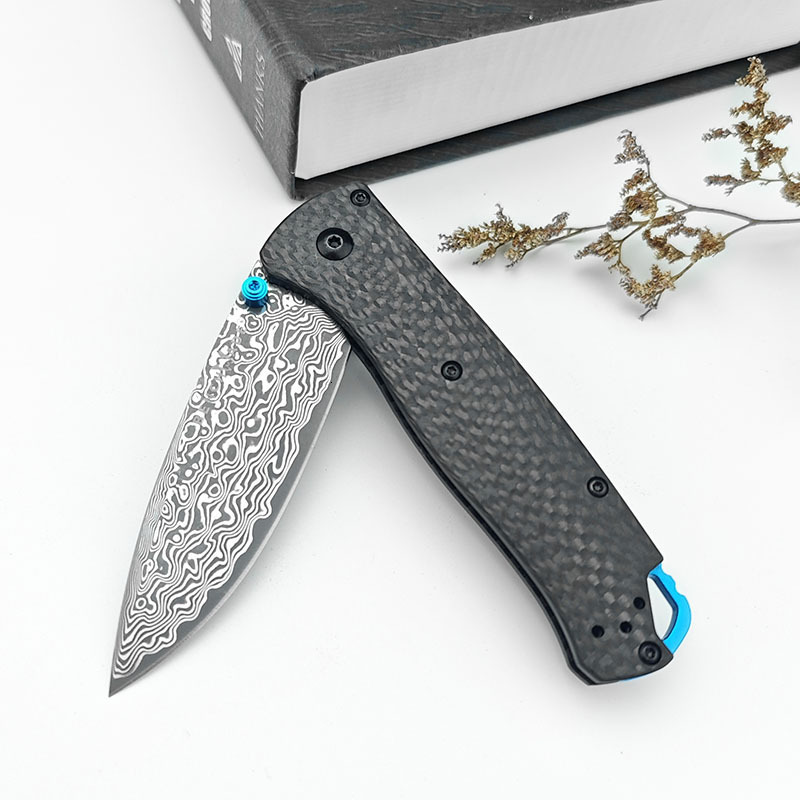 Outdoor high hardness butterfly carbon fiber handle Damascus blade folding EDC portable pocket knife