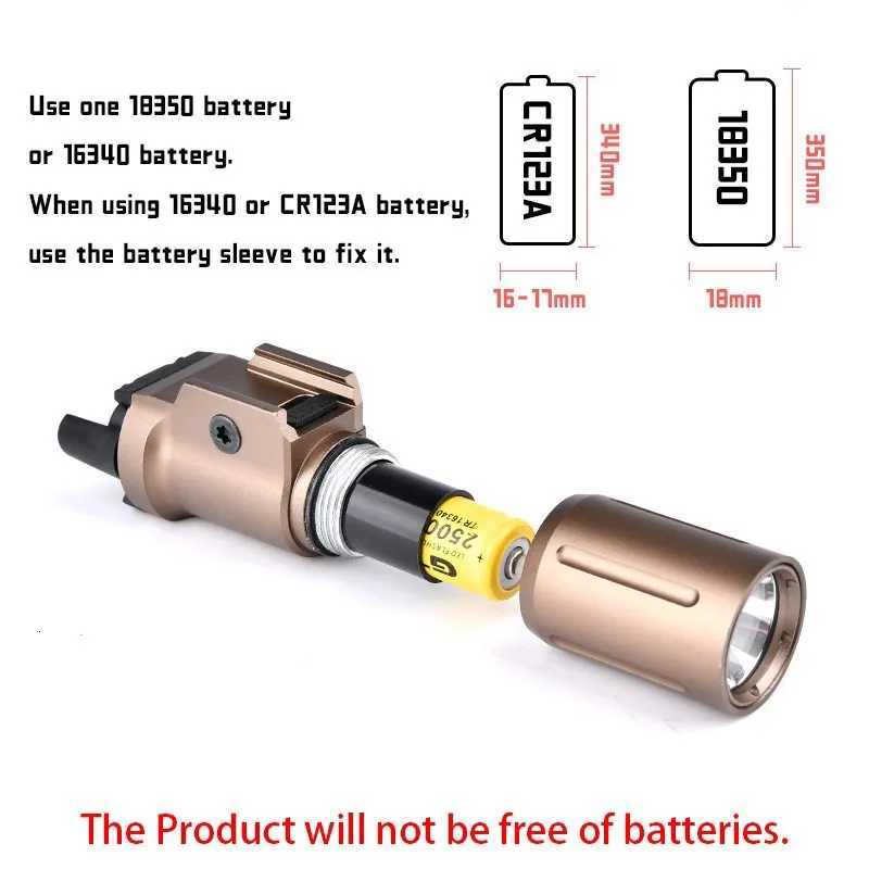 WADSN PL350 PLHv2 Flashlight 18350 16340 Tactical Pistol Gun Light High Power Metal Lamp Fit 20mm Picatinny Rail Airsoft HuntingXJ251216
