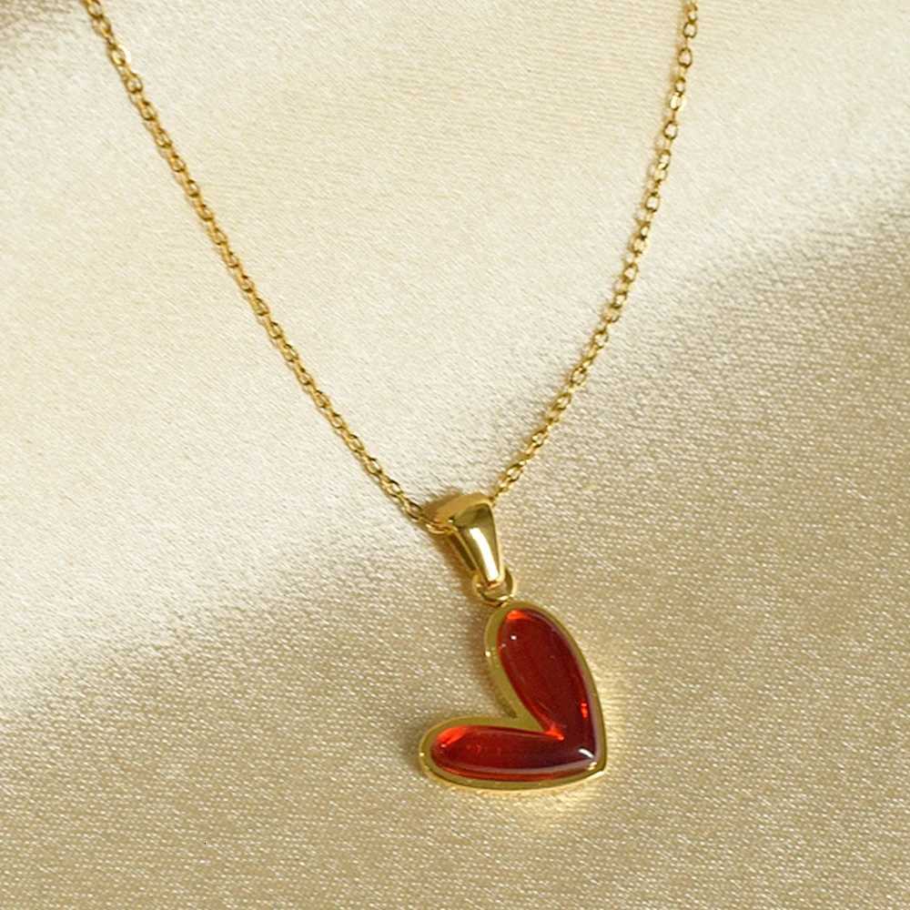 Women Fashion Heart Pendant Necklace Stainless Steel Minimalist Jewelry M251216