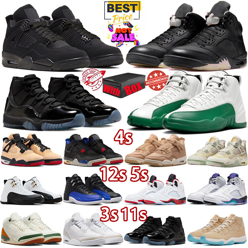 with box Basketball Shoes 4s Cozy Girl pizza Black cat 5s Pearl Pink Black Tongue red Grape 11s Canvas Gamma Blue Sail 3s Gorge Green 12s Bucks taxi Blue Sneaker eur 36-47