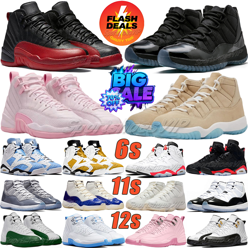 Designer shoes Jump mans 11s 12s basketball shoes mens sneakers Gamma Blue 11 Mojave 6s Reverse Infrared Aqua Taxi Pearl Pink Flu Game Melo UNC outdoor sport trainers