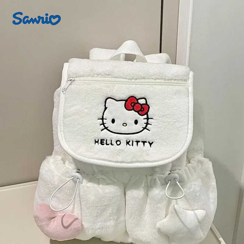 Sanrio Hello Kitty Bag Cinnamoroll WomenS Outing Travel Plush Fuzzy Bag Cute Large Capacity Fluffy Kawaii Backpack For Students H251216