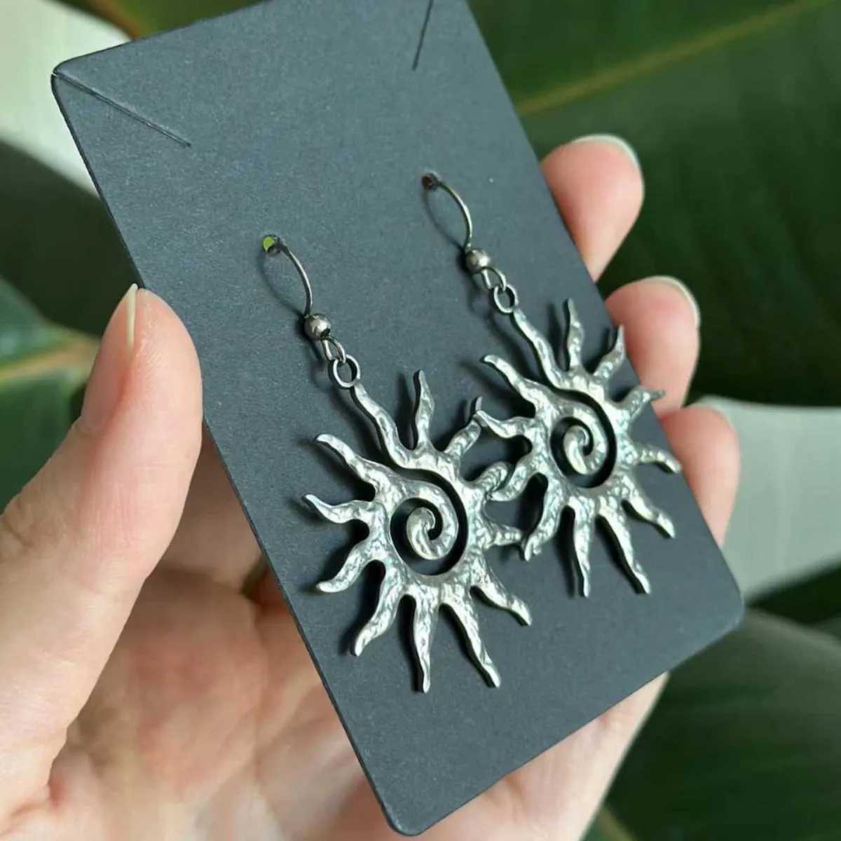 Stainless Steel Swirl Sun Spiral Earrings Large Celestial Earrings Solar Boho Unique Earrings for Women G251216