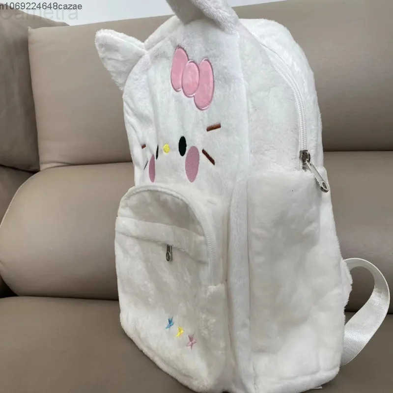 Sanrio Hello Kitty New Cute Embroidered Bow Plush Backpacks Y2k Girls Japan Style Aesthetic Bags Kawaii White Shoulder Bag Women H251216