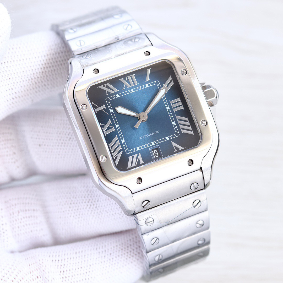 Top quality santoss watch santo watch mens watch super clone watches 1847MC mechanical movement sapphire glass designer watch 398mm 351mm with box MKSG