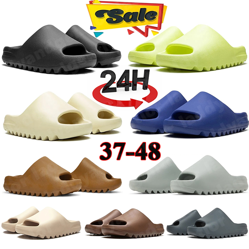 Free Shipping Yezzyslides Men Sandals Women Classic Slippers Onyx Black Slate Marine Azure Bone Flat Slide Beach Summer Outdoors Slide 37-48