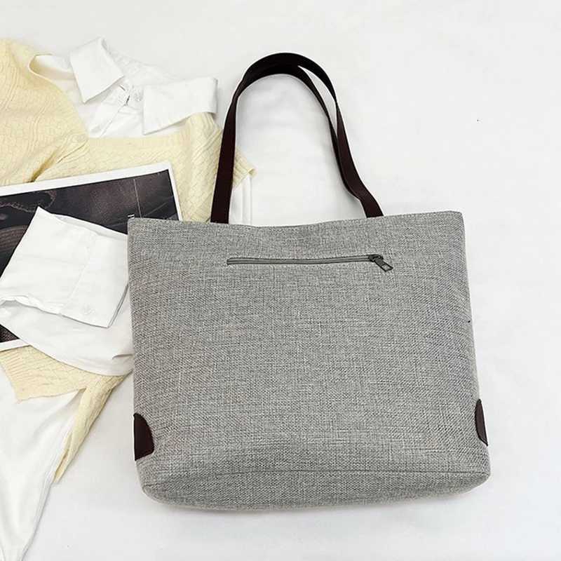 New Large Capacity Canvas Handbag for Commuting Office Womens Shopper Tote Bag College Student Shoulder Bag Books Pack M251216