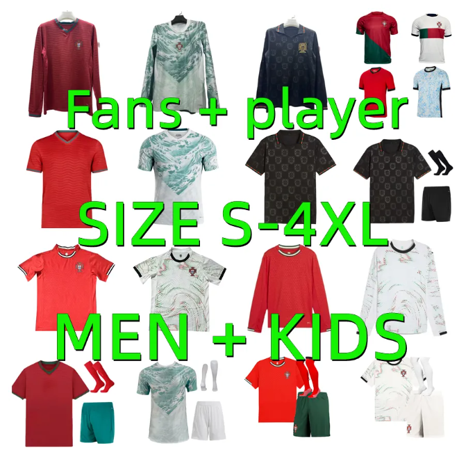 2025 2026 Portugal JOAO FELIX soccer jerseys 24 25 26 Portugieser RUBEN NEVES BRUNO RONALDO FERNANDES football shirt Men Kids kit sets Long sleeved player version