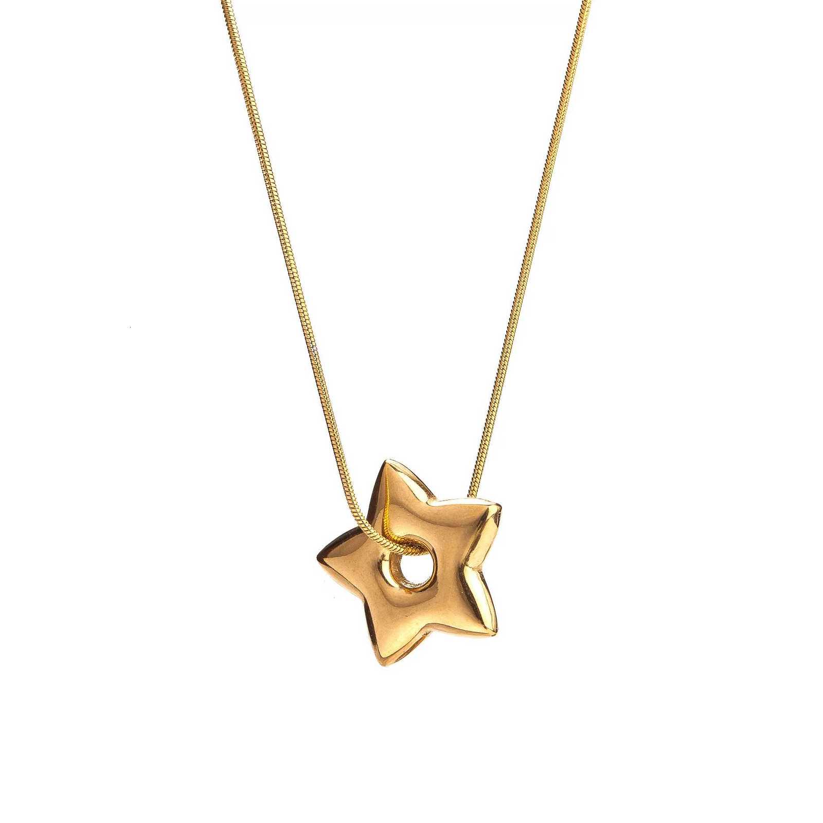 Womens Stainless Steel Hollow Star Pendant Necklace Fashion Not Faded Hollow Collarbone Necklace M251216
