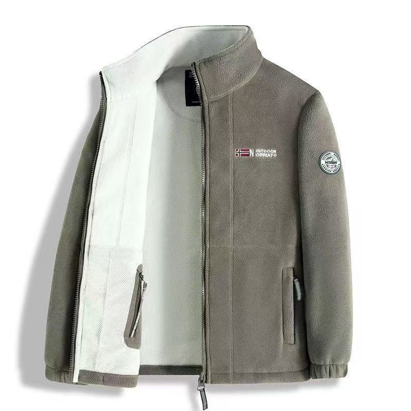 Wholesale outdoor autumn winter Norwegian men's fleece jacket with thick fleece for couples, fleece warm jacket, cotton jacket