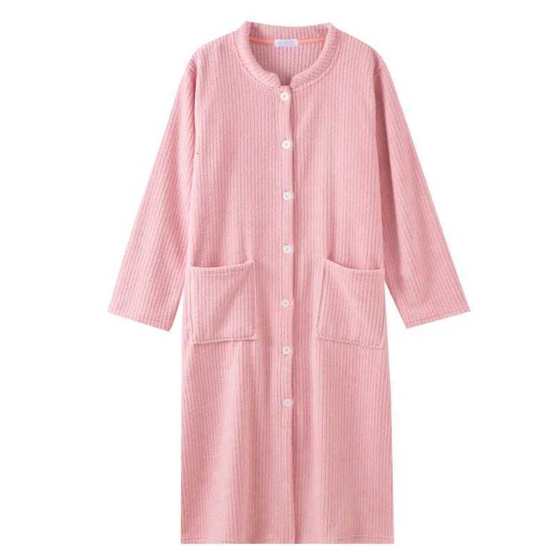 Button Long Wedding Dress Womens Nightgown Warm Thick Sleepwear Bathrobe Winter Loose Fleece Velvet Woman Shower Robe Pocket C251216
