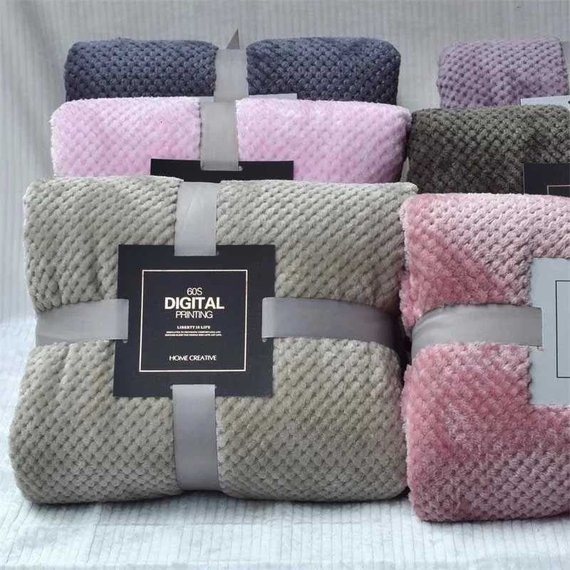 Solid Soft Warm Fleece Plaid Blankets and Bedspreads Living Room Bedroom Air Conditioning Bed Blanket For Sofa Bedding Mantas H251216 - view 3