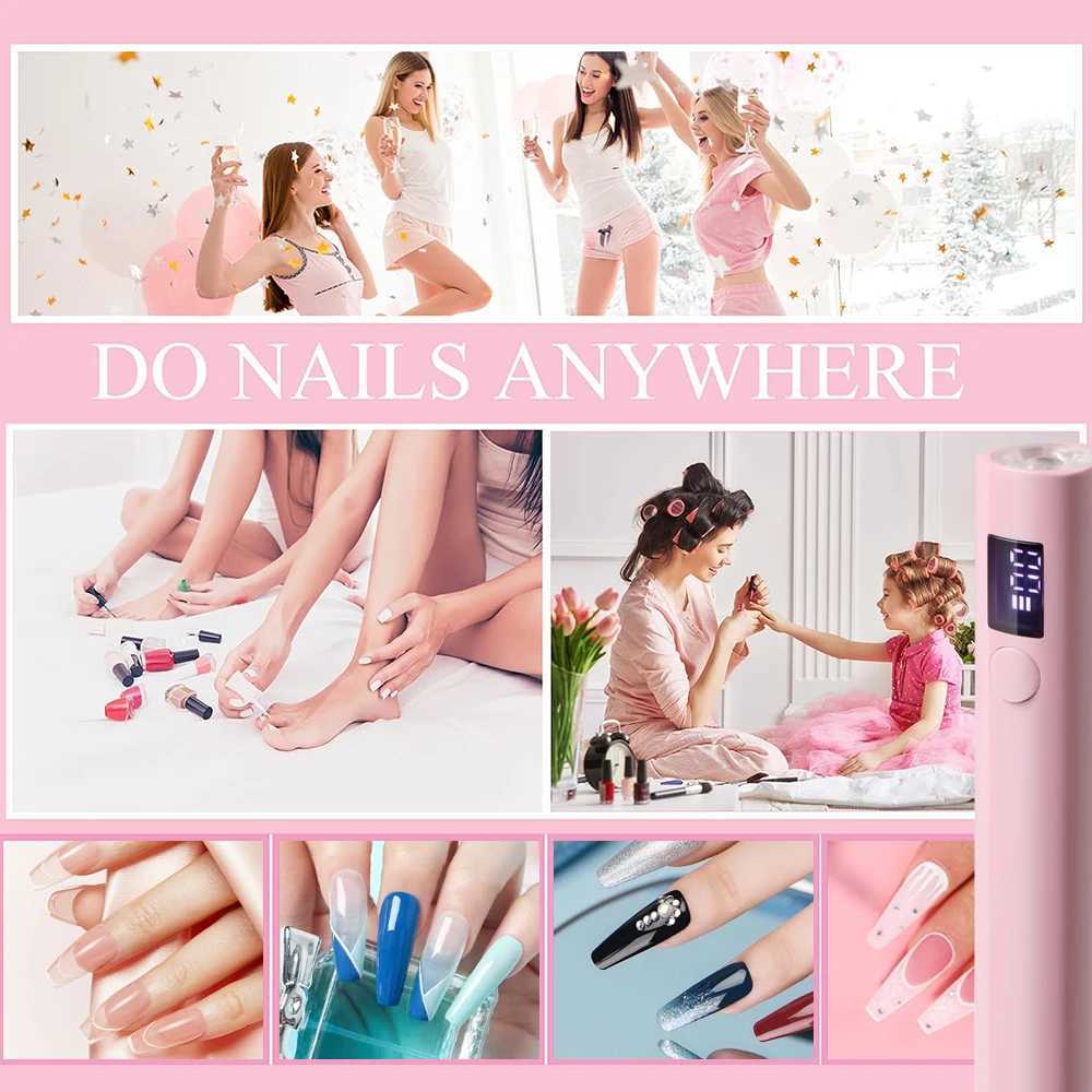 Mini Nail Dryer Lamp With Battery UV LED Nail Light For Curing All Nail Gel USB Rechargeable Nail Art Tool Home Travel UseT251216