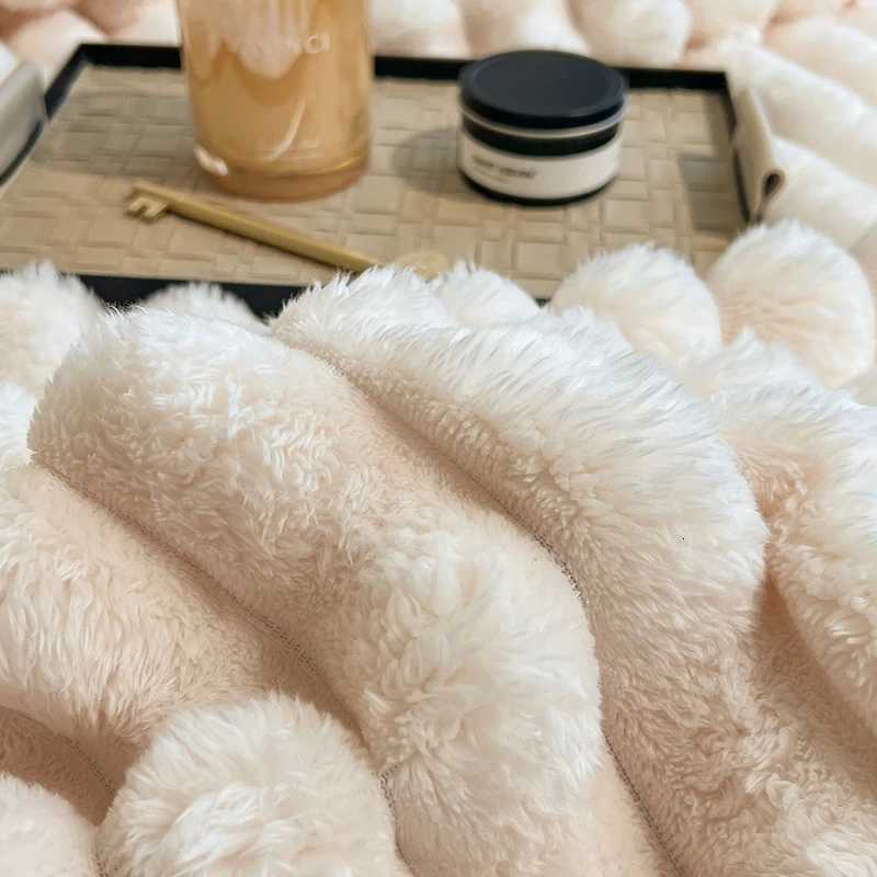 Furry Plush Warm Winter Blanket Solid Strip Velvet Coral Fleece Flannel Soft Thick Bedspread for Bed Sofa Single Double Size H251216 - view 5