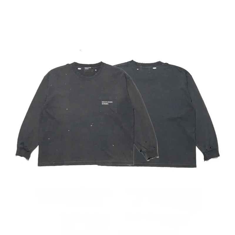 SS Top Ripped Men Women Slogan print Melancholy Rich Second Generation Cotton 11 Quality Long Sleeve Tshirts 251216