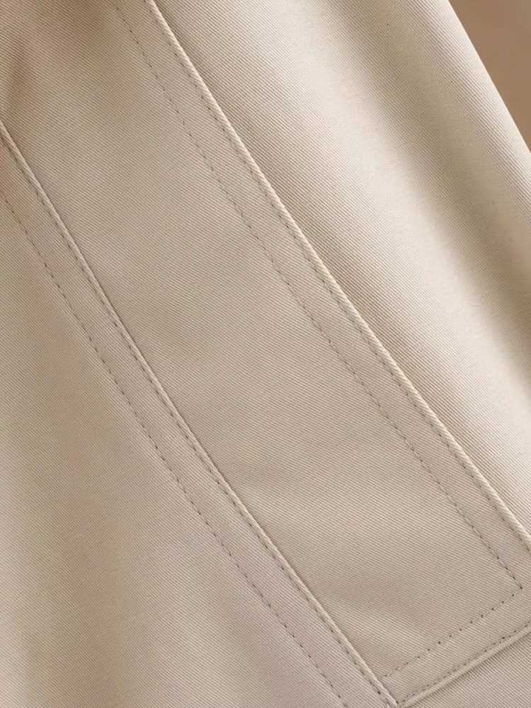 Double Breasted Crop Trench Coat for Women Fashion Belt Long Sleeve Lapel Collar Chic Outerwear Female TopsT251216