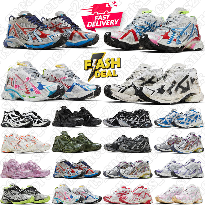 Designer Runner 7.0 7.5 Casual Shoes Track Sneaker Paris Triple White Black Pink Grey Beige Gomma Leather Men Women Nylon Printed outdoor Trainers