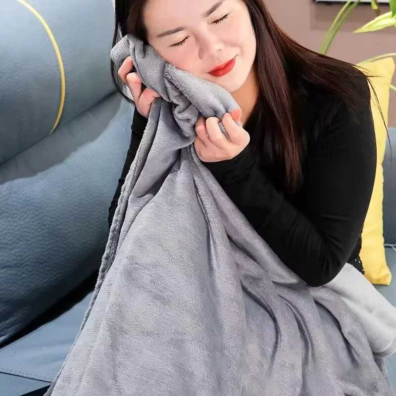 Solid Grey Flannel Blanket - Soft Warm Throw for Adult Children Bed Sofa H251216 - view 5