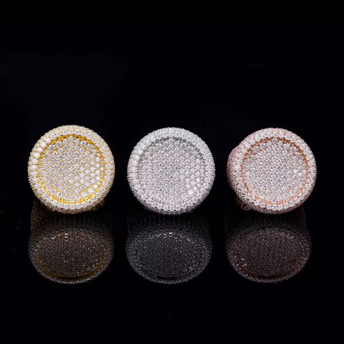 Solid Silver Pass Diamond Tester Hip Hop Iced Out Men Vvs Moissanite Rings 925 Sterling Silver C