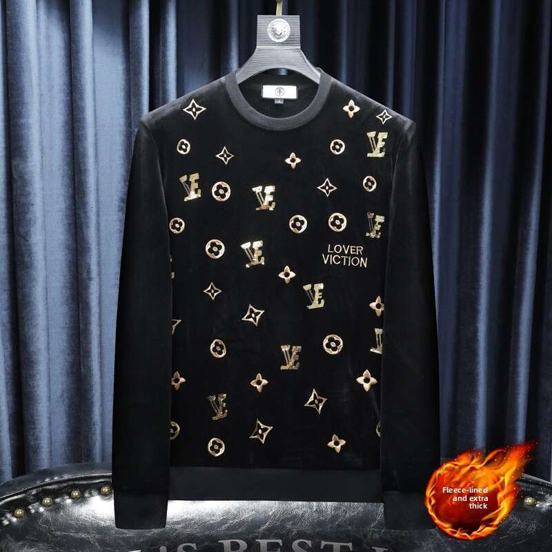 Autumn And Winter Men's New Large Size Velvet Fleece Thickened Sweatshirt 7306
