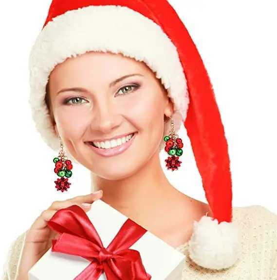 Christmas Necklace X-Mas Jingle Bell Necklaces Present Bow Pendant Necklace Earrings Gifts for Women Girls M251216