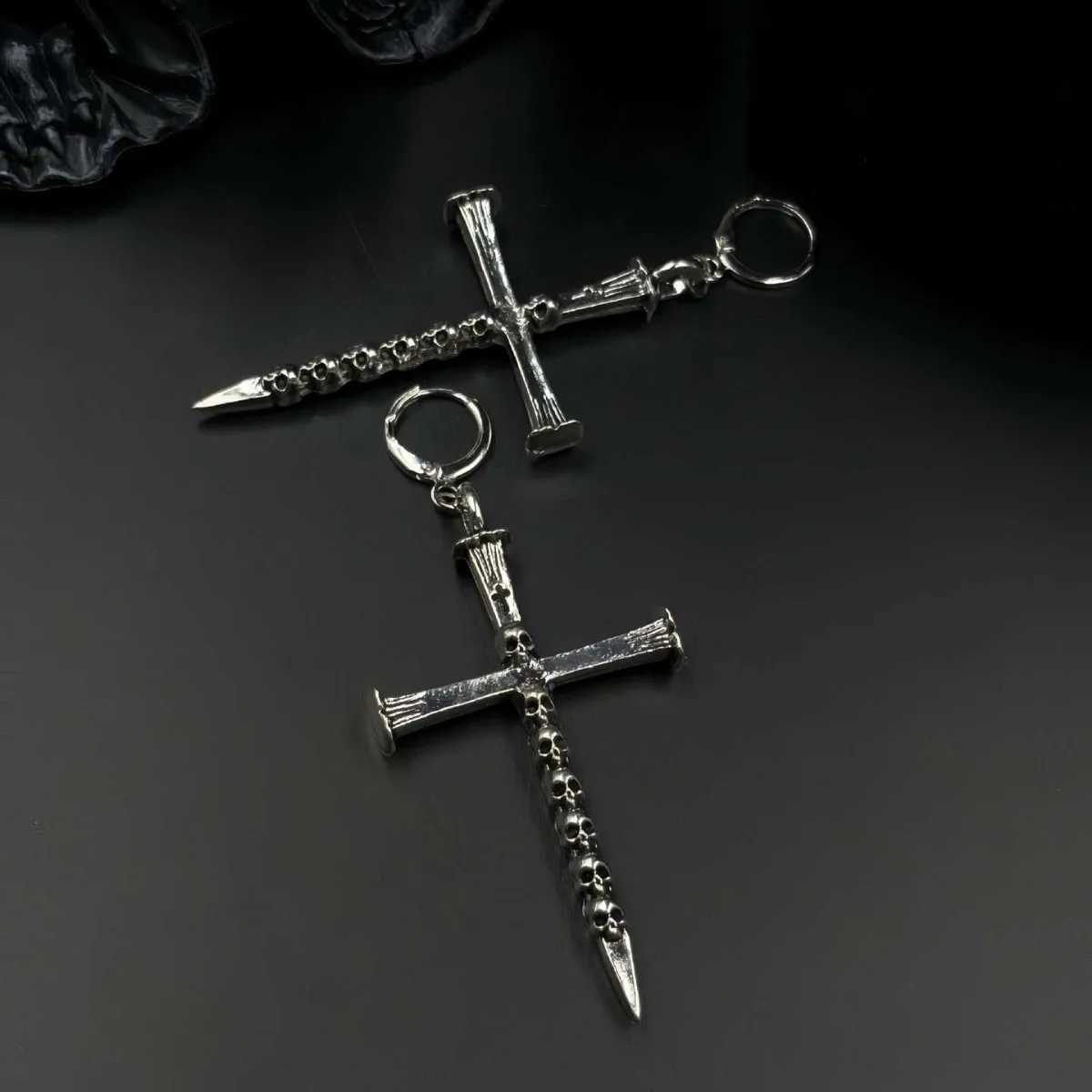 Personalized and Creative Y2K Skull Cross Pendant Womens Earrings Gift for Friends at Festival Parties G251216