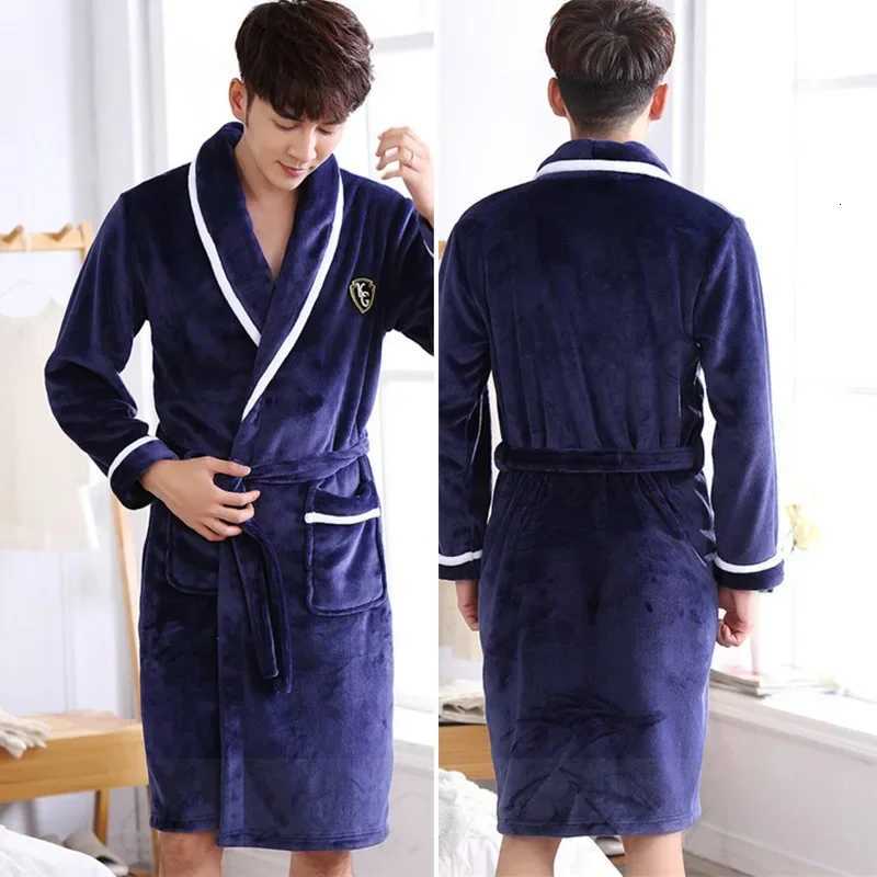 Plus Size Thick Flannel Men Robe Kimono Bathrobe Gown Coral Fleece Sleepwear Home Clothes Autumn Winter Nightwear Lounge Wear C251216