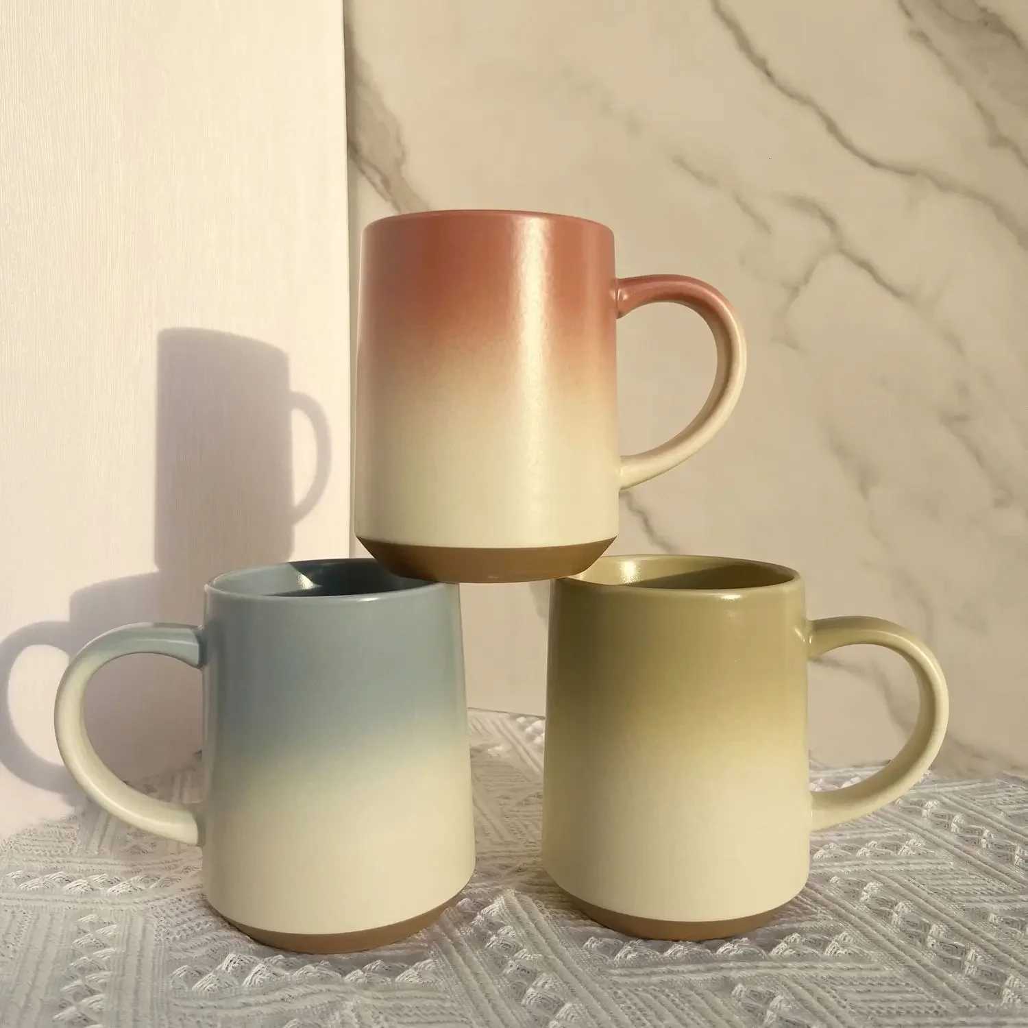 Ceramic Gradient Color g High Appearance Ll Couple Ceramic gs Simple Creative Large Capacity Off Water Cups 600ml H251215