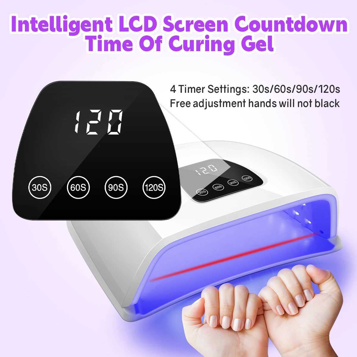 Powerful UV LED Nail Lamp Professional 72 LEDs Nail Dryer with Heat Sink LCD Display Nail Dryer With Smart Sensor Nail Salon UseT251216