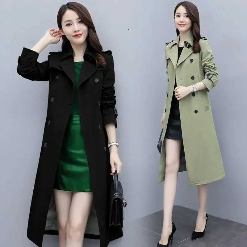 Womens Spring Autumn Jackets Coats 2025 New Korean Elegant Lady Windbreakers Double Breasted Streetwear Trench Female OuterwearT251216