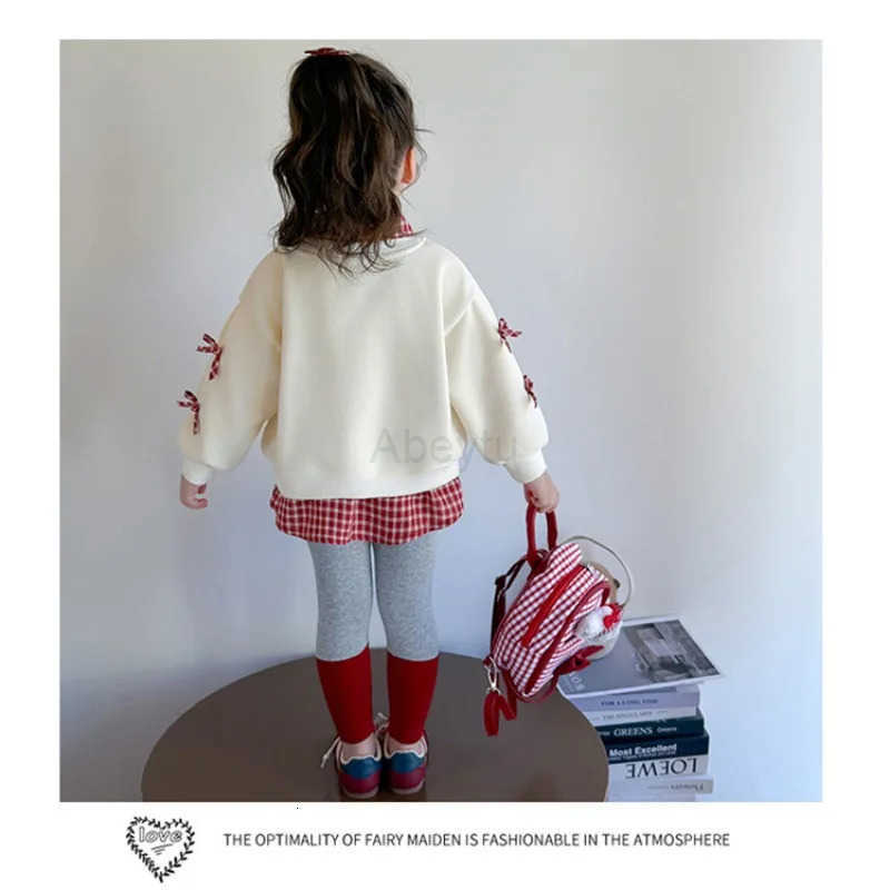 Sanrio Girls Embroidered Checkered Bow Set Childrens Korean Fashion Little Girl Checkered Hoodie Leggings Two-piece Set H251216