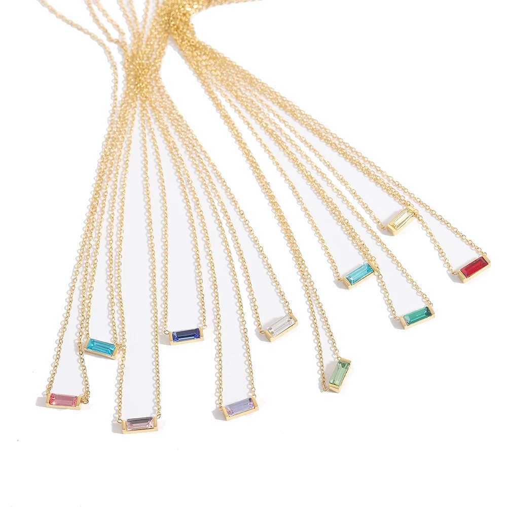 CARLIDANA Minimalist Stainless Steel Twelve Birthday Stone Gold Plated Necklace Light Luxury Zircon Pendant Womens Necklace M251216