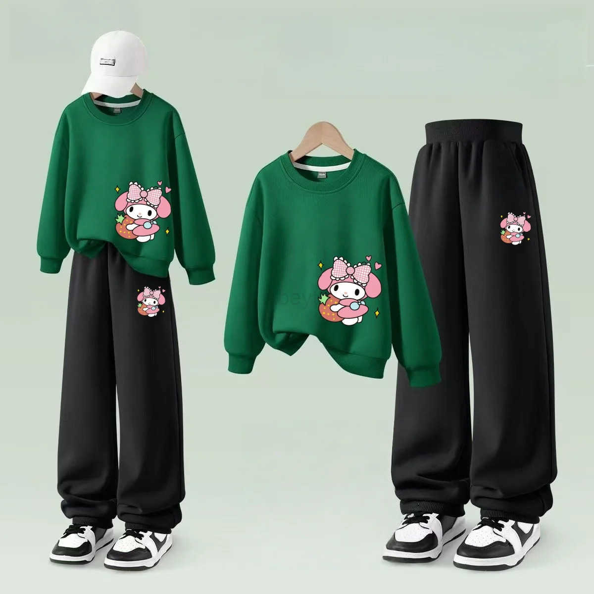 Sanrio Autumn Baby Girl Clothes Set Cartoon Printed Pullover Sweatshirts Top And Pants Bottom 2 Pieces Suit Kid Children Boy Tracksuits H251216