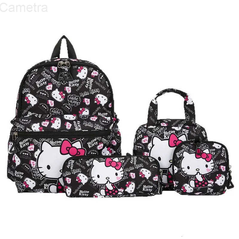 Sanrio New Cartoon Anime Four Piece Bag Set Backpack High-Capacitykt Cat Kuromi Children Student Schoolbag Start Of School Season Gift H251216
