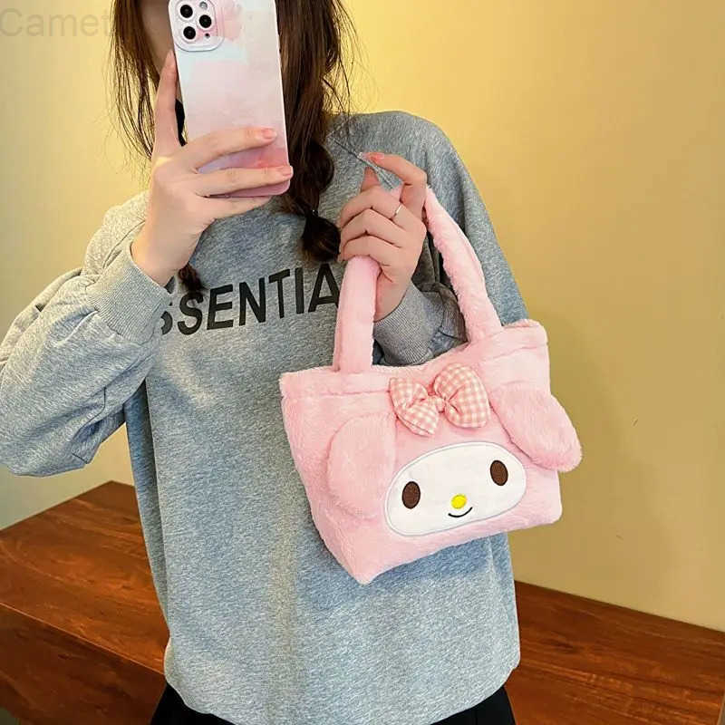 Sanrio series new Kuromi My melody Cinnamoroll creative cute autumn and winter simple Kawaii cartoon plush handbag holiday gift H251216