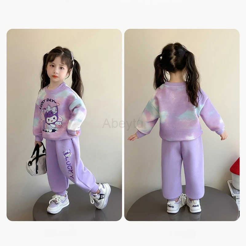 Sanrio Autumn Baby Girl Clothes Set Kid Cute Kunomi Printed Sweatshirts Pullover TopPants 2pcs Suit Children Sweet Tracksuits Outfits H251216