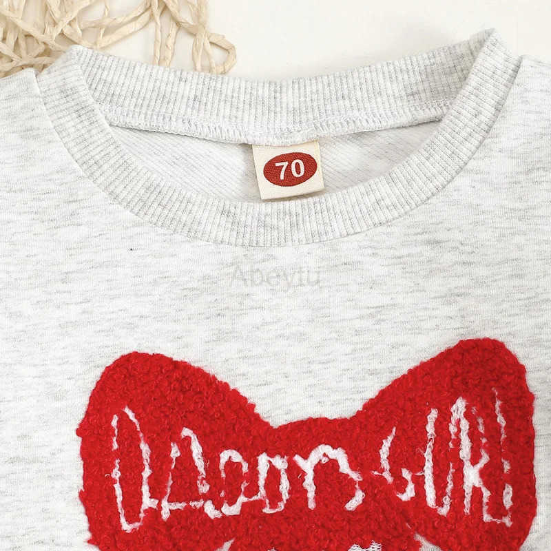 Sanrio Baby Toddler Girl Pants Set Heart Bow Embroidery Long Sleeve Sweatshirt Solid Long Pants Winter Fall Clothes H251216