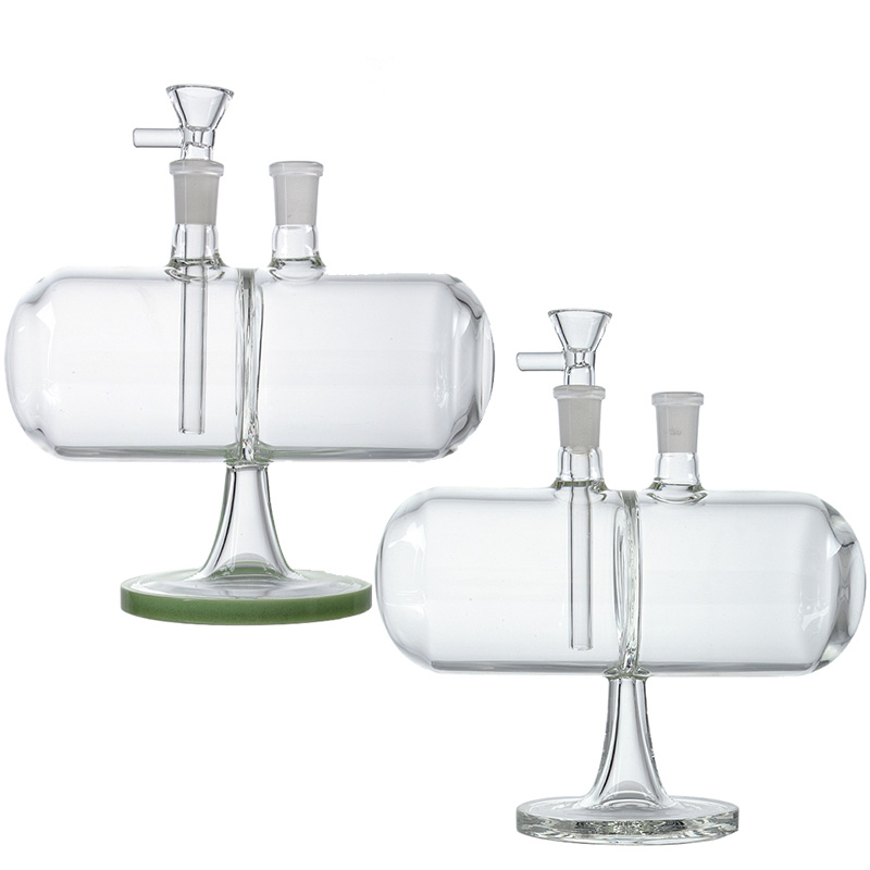 7 Inch Infinity Waterfall Glass Bong Invertible Gravity Water Pipes Green Clear Color 14mm Female With Bowl