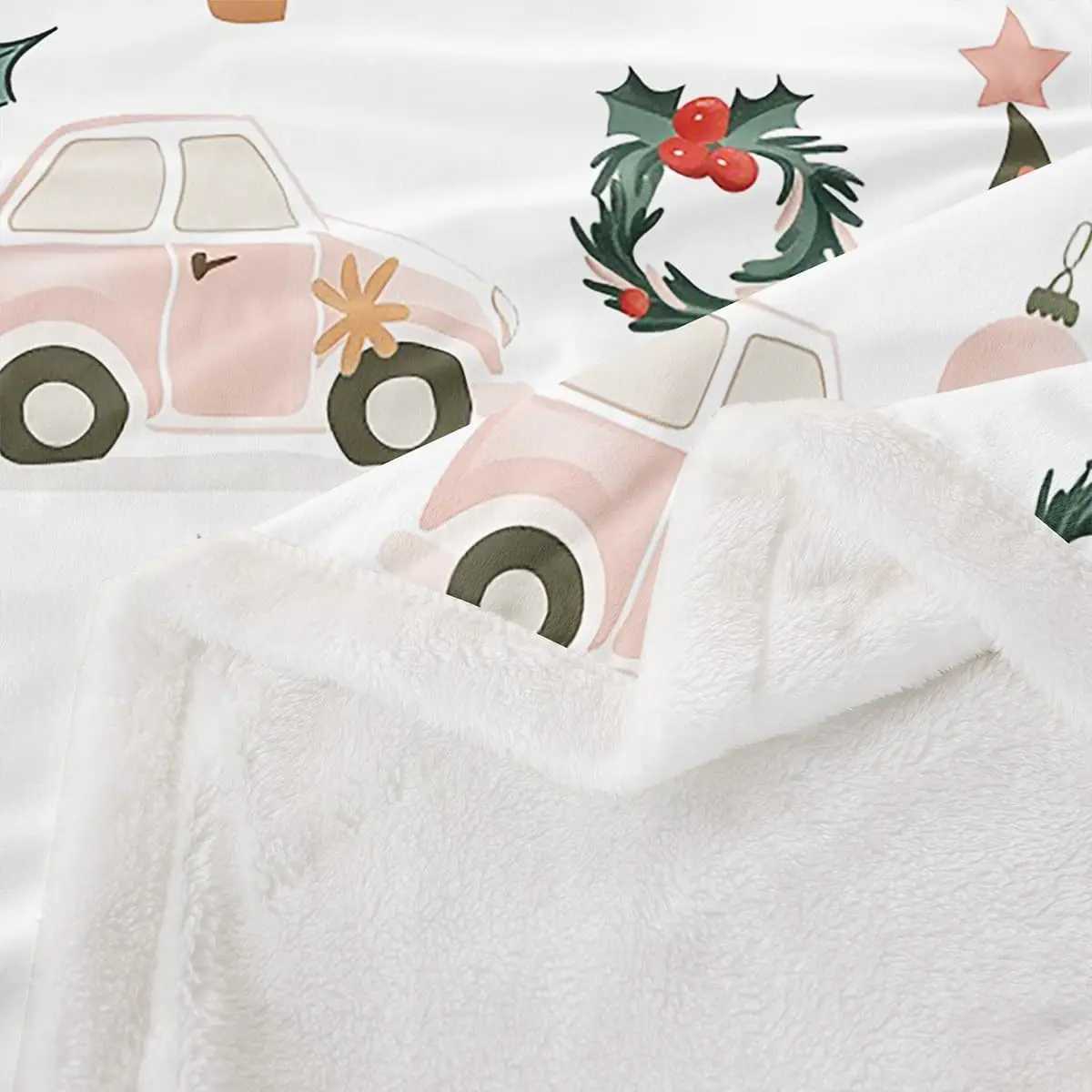 Xmas Tree Car Sherpa Throw Blanket for Couch Gingerbread Man Super Soft Cozy Fleece Garland Blanket for Winter Plush Throw H251216 - view 4