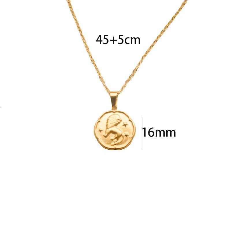 12 Constellation Flower Shape Design Pendant Necklace Stainless Steel Gold Plated Necklace M251216